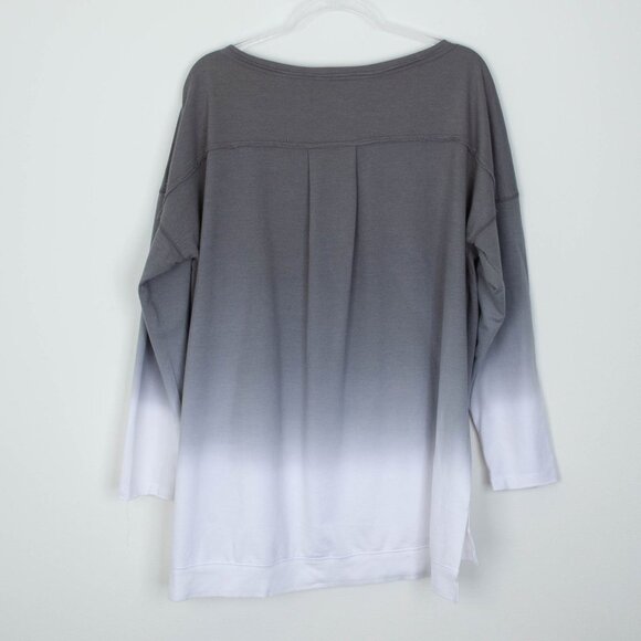 Cato Womens Ombre Crewneck Pullover Tunic Top Size XL Gray Long Sleeve Comfy - Picture 8 of 9